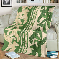 Hawaii Pua Kenikeni Lei Blanket With Lau Maia Green LT05 - Polynesian Pride
