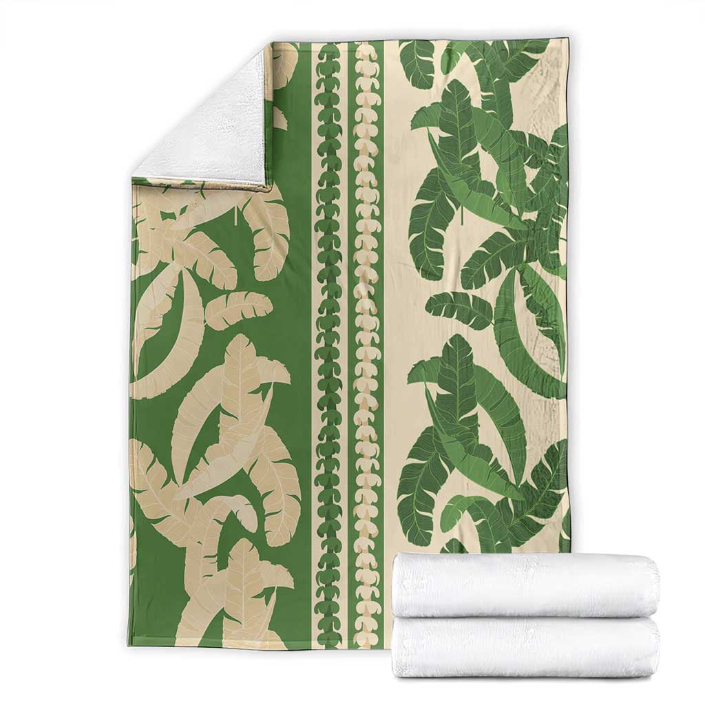 Hawaii Pua Kenikeni Lei Blanket With Lau Maia Green LT05 - Polynesian Pride