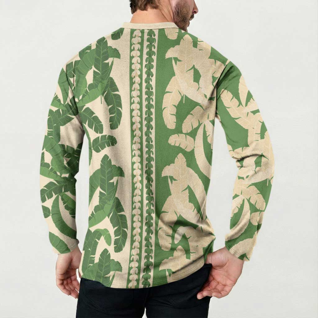 Hawaii Pua Kenikeni Lei Button Sweatshirt With Lau Maia Green LT05 - Polynesian Pride