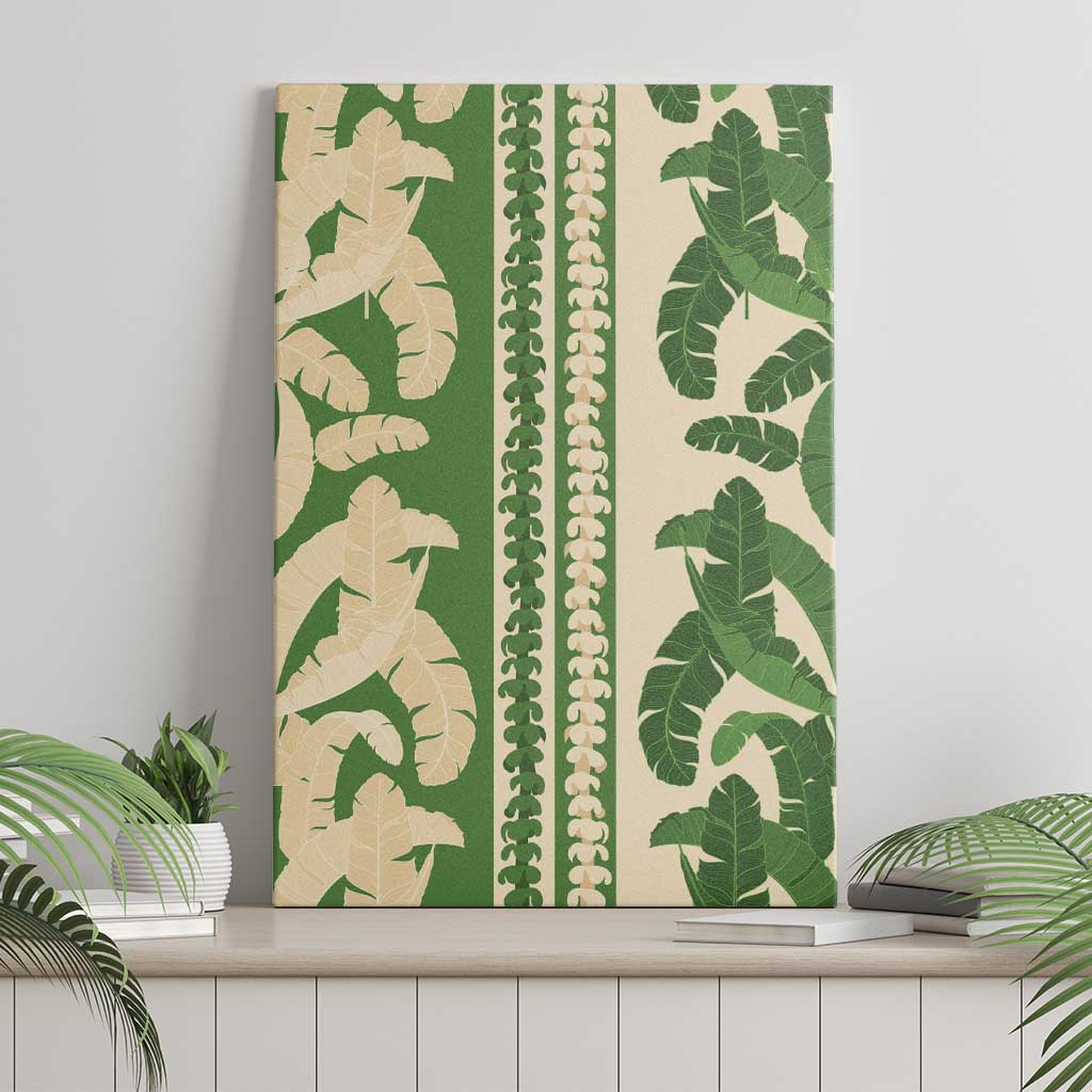 Hawaii Pua Kenikeni Lei Canvas Wall Art With Lau Maia Green LT05 - Polynesian Pride
