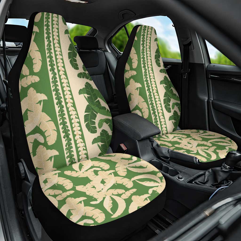 Hawaii Pua Kenikeni Lei Car Seat Cover With Lau Maia Green LT05 One Size Green - Polynesian Pride