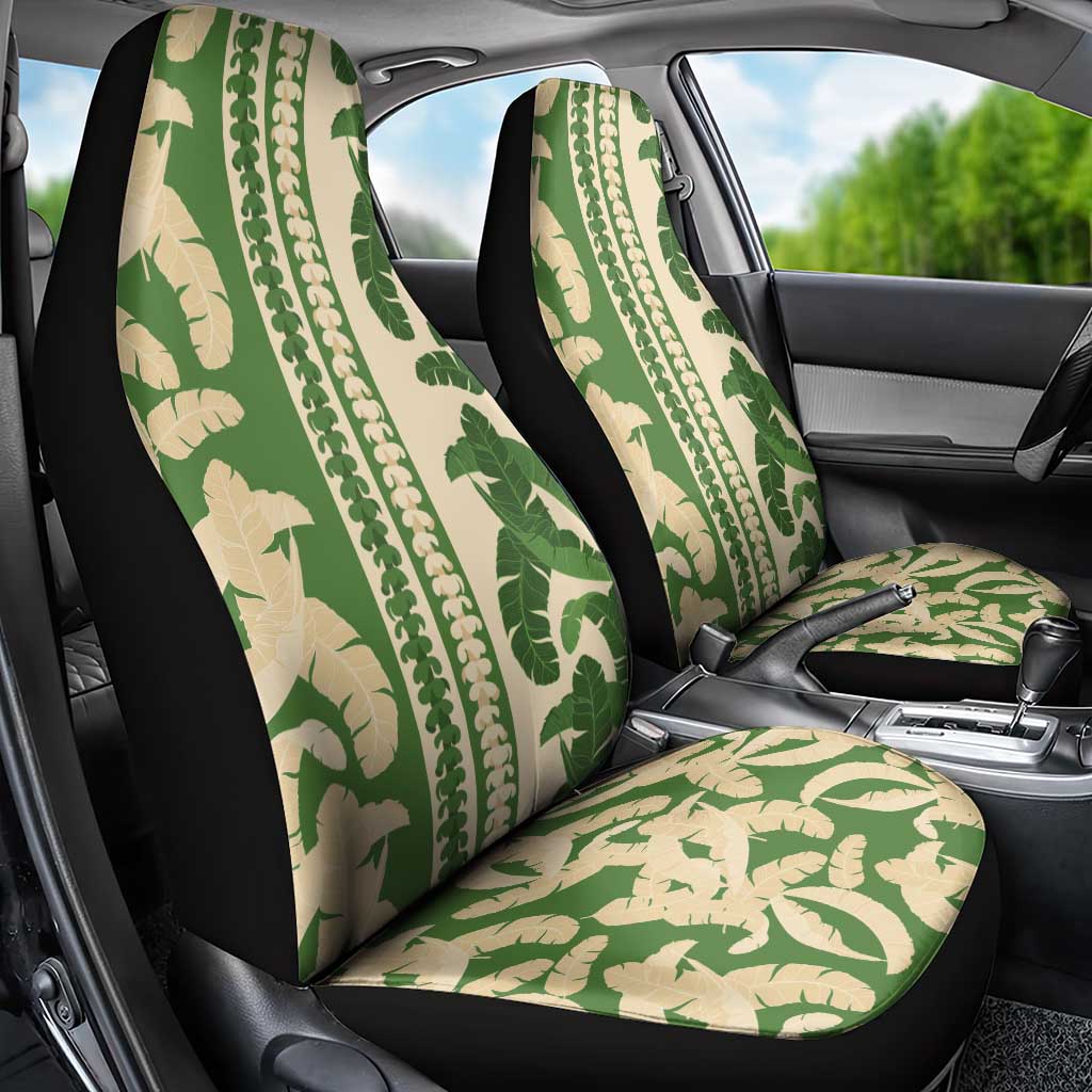 Hawaii Pua Kenikeni Lei Car Seat Cover With Lau Maia Green LT05 - Polynesian Pride
