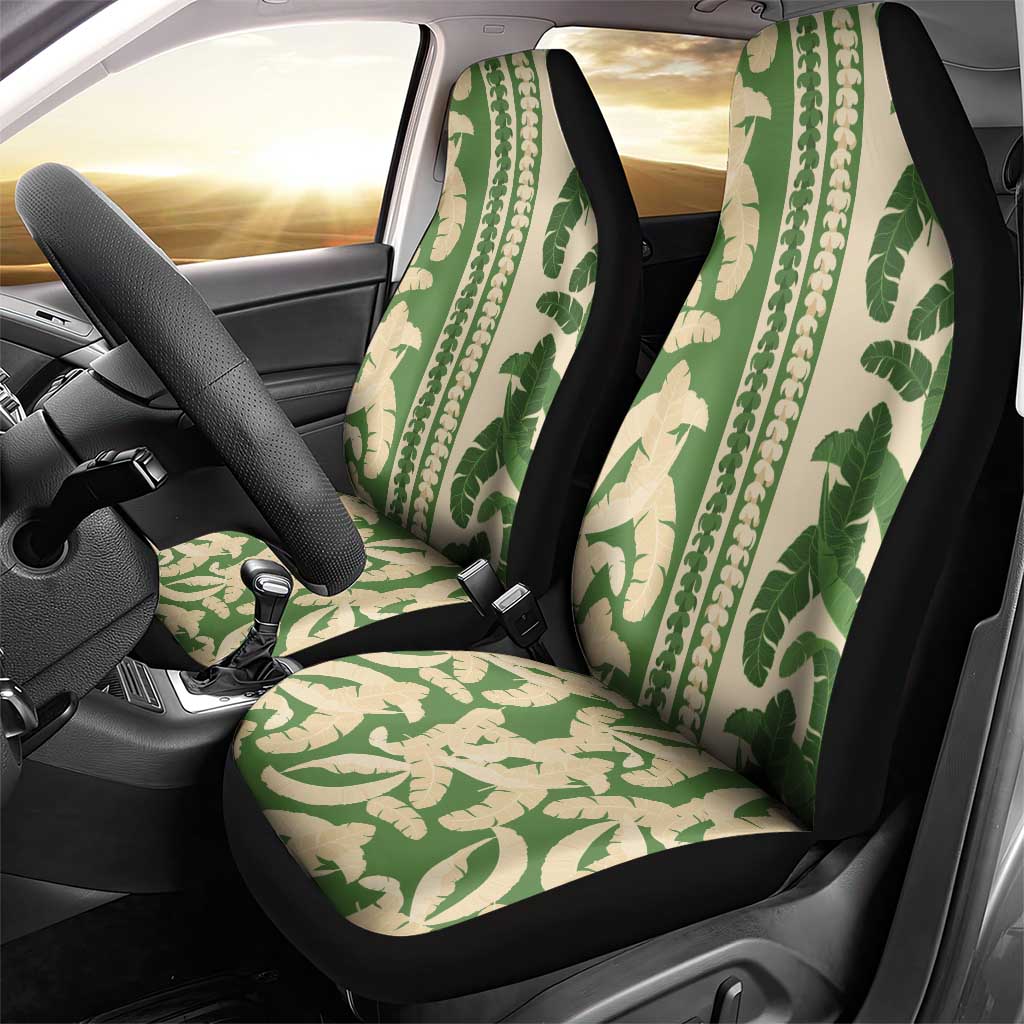 Hawaii Pua Kenikeni Lei Car Seat Cover With Lau Maia Green LT05 - Polynesian Pride