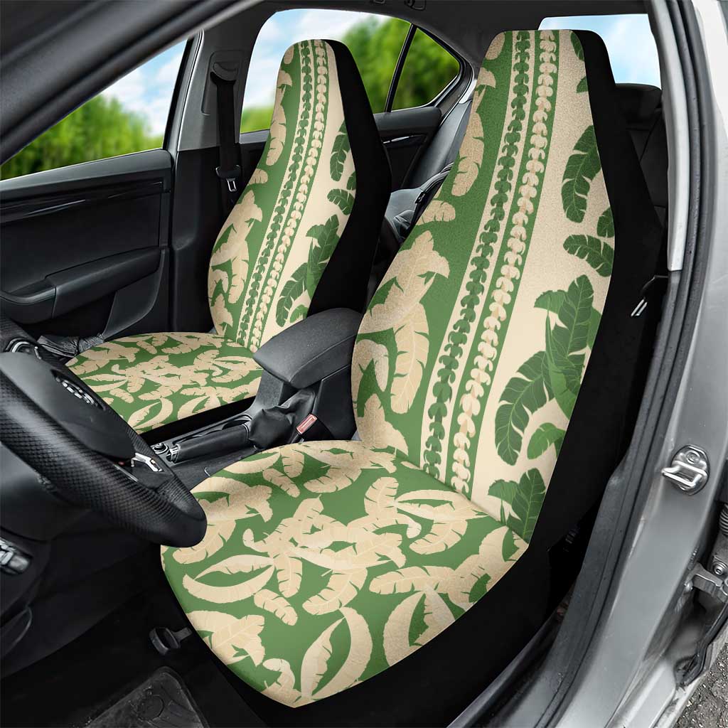 Hawaii Pua Kenikeni Lei Car Seat Cover With Lau Maia Green LT05 - Polynesian Pride