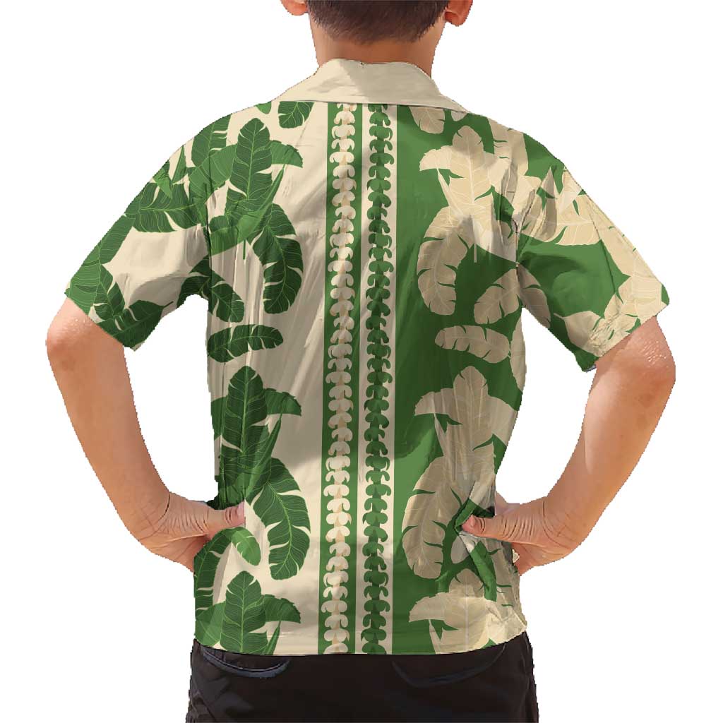 Hawaii Pua Kenikeni Lei Family Matching Off Shoulder Short Dress and Hawaiian Shirt With Lau Maia Green LT05 - Polynesian Pride