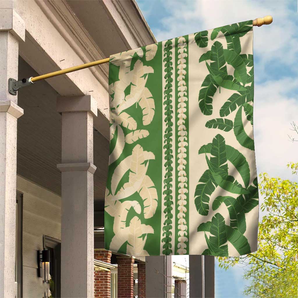 Hawaii Pua Kenikeni Lei Garden Flag With Lau Maia Green LT05 House Flag Green - Polynesian Pride