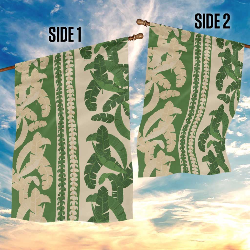 Hawaii Pua Kenikeni Lei Garden Flag With Lau Maia Green LT05 - Polynesian Pride