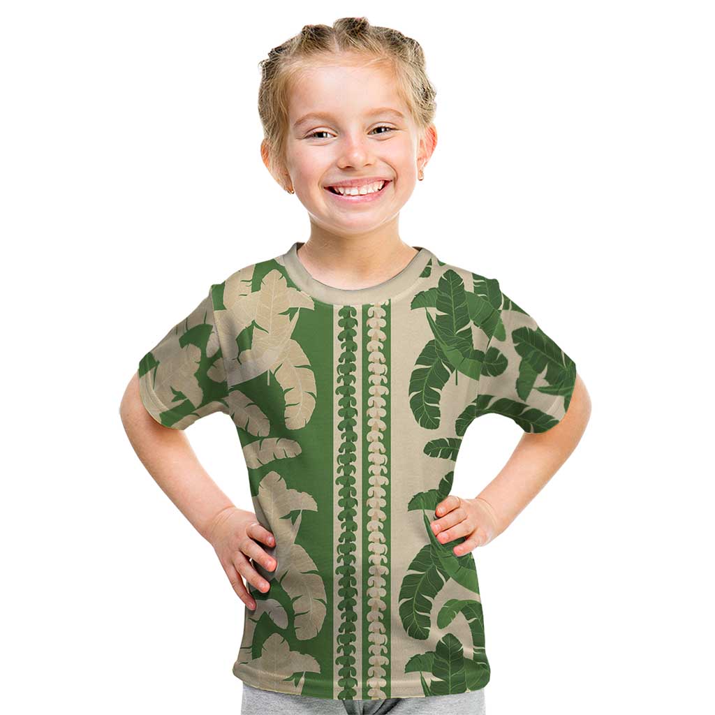 Hawaii Pua Kenikeni Lei Kid T Shirt With Lau Maia Green