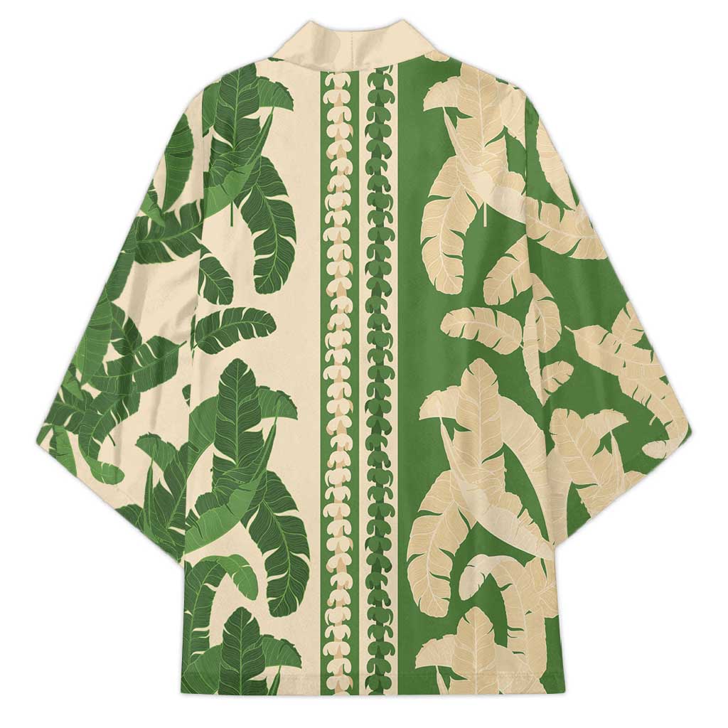 Hawaii Pua Kenikeni Lei Kimono With Lau Maia Green LT05 - Polynesian Pride
