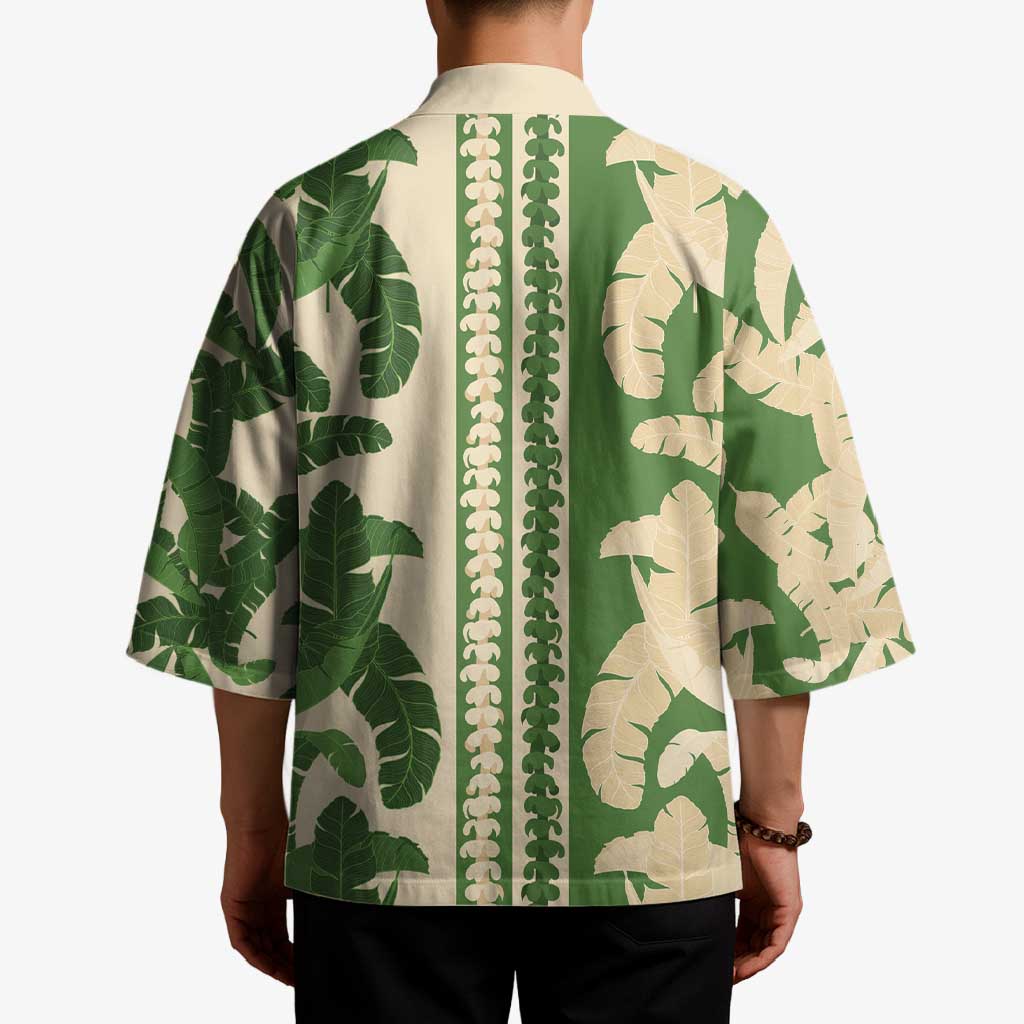 Hawaii Pua Kenikeni Lei Kimono With Lau Maia Green LT05 - Polynesian Pride