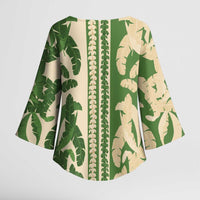 Hawaii Pua Kenikeni Lei Kimono Sleeve Blouse With Lau Maia Green LT05 - Polynesian Pride