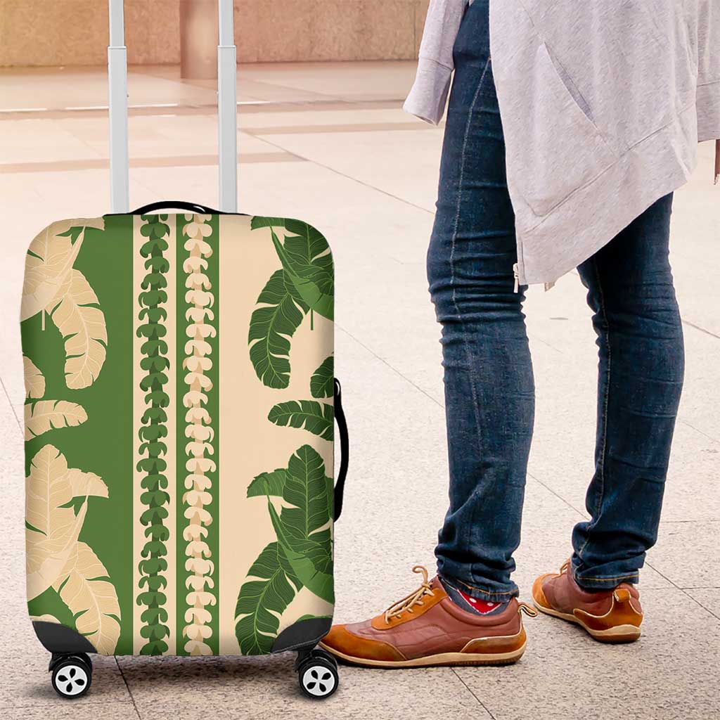 Hawaii Pua Kenikeni Lei Luggage Cover With Lau Maia Green LT05 Green - Polynesian Pride