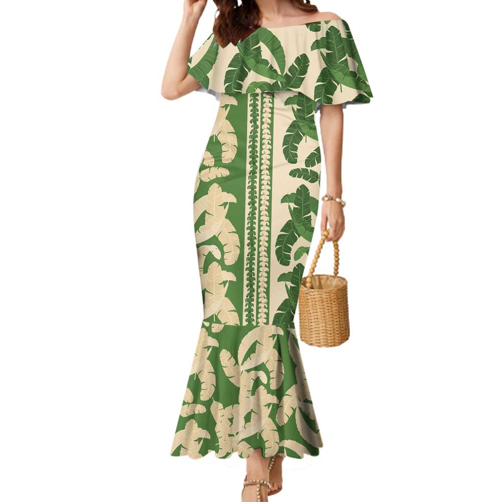 Hawaii Pua Kenikeni Lei Mermaid Dress With Lau Maia Green