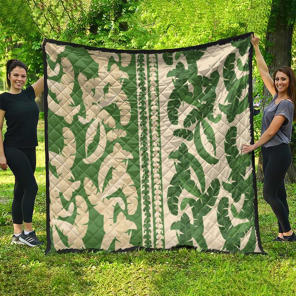 Hawaii Pua Kenikeni Lei Quilt With Lau Maia Green LT05 - Polynesian Pride