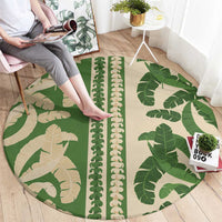 Hawaii Pua Kenikeni Lei Round Carpet With Lau Maia Green LT05 - Polynesian Pride