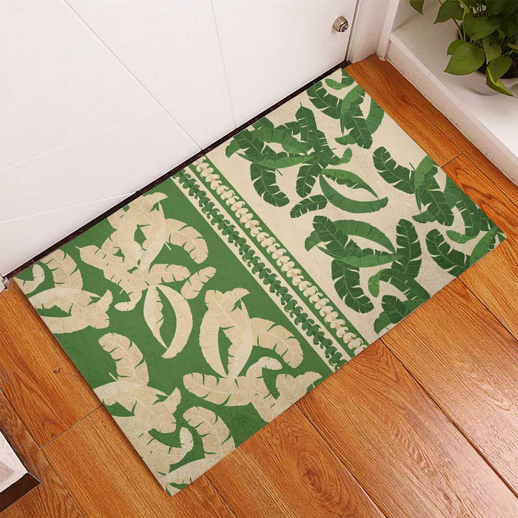 Hawaii Pua Kenikeni Lei Rubber Doormat With Lau Maia Green LT05 - Polynesian Pride