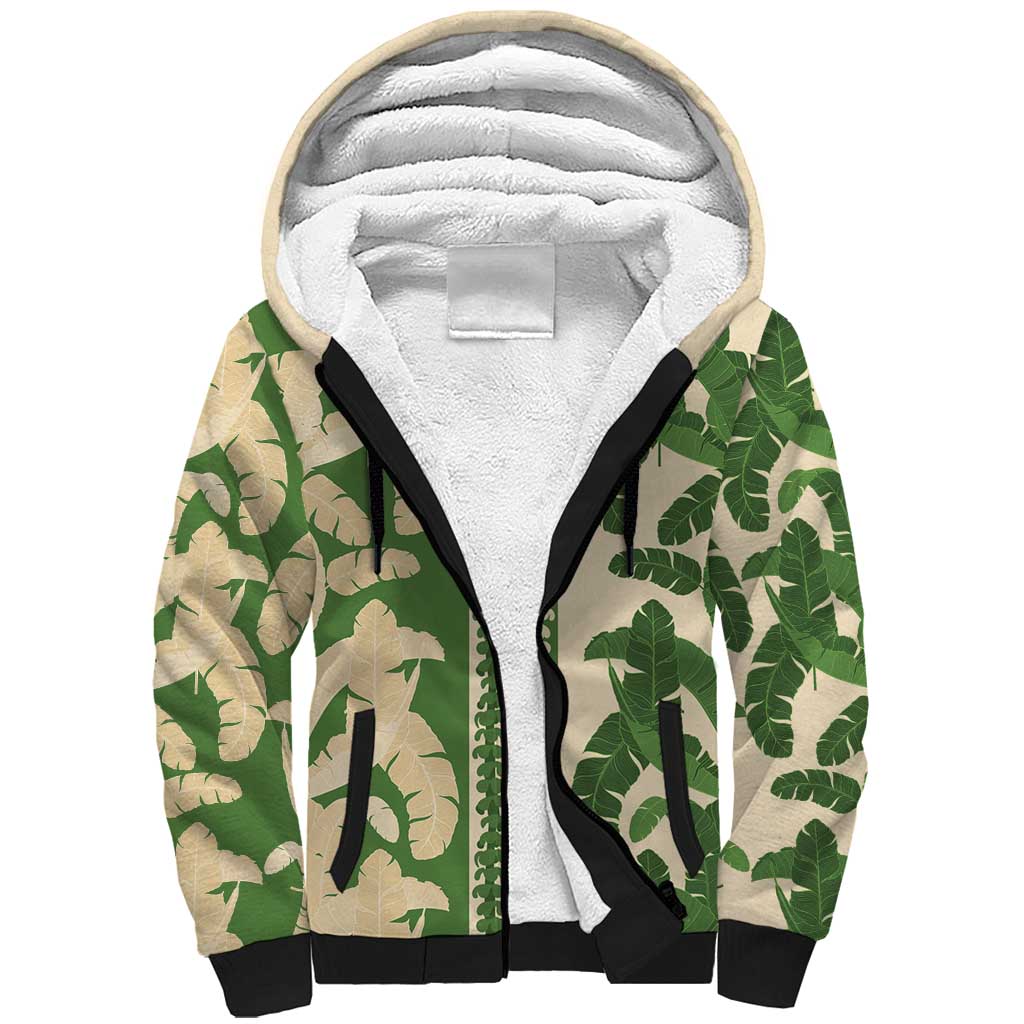 Hawaii Pua Kenikeni Lei Sherpa Hoodie With Lau Maia Green