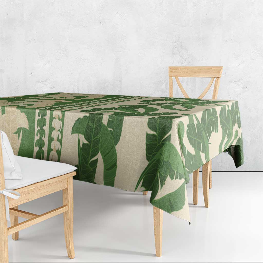 Hawaii Pua Kenikeni Lei Tablecloth With Lau Maia Green LT05 - Polynesian Pride
