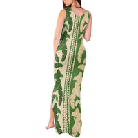 Hawaii Pua Kenikeni Lei Tank Maxi Dress With Lau Maia Green LT05 - Polynesian Pride