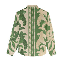 Hawaii Pua Kenikeni Lei Women Casual Shirt With Lau Maia Green LT05 - Polynesian Pride