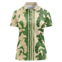 Hawaii Pua Kenikeni Lei Women Polo Shirt With Lau Maia Green LT05 Female Green - Polynesian Pride