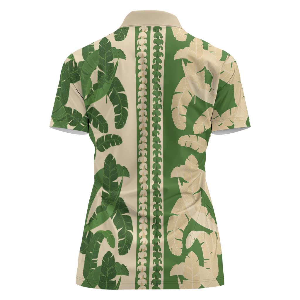 Hawaii Pua Kenikeni Lei Women Polo Shirt With Lau Maia Green LT05 - Polynesian Pride