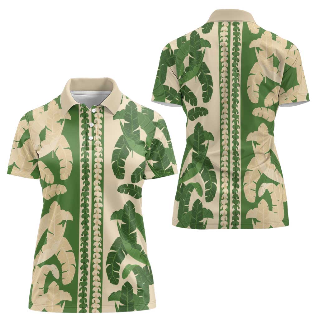 Hawaii Pua Kenikeni Lei Women Polo Shirt With Lau Maia Green LT05 - Polynesian Pride