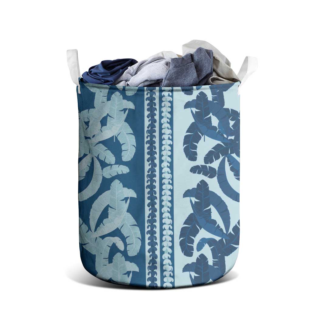 Hawaii Pua Kenikeni Lei Laundry Basket With Lau Maia Royal Blue LT05 - Polynesian Pride