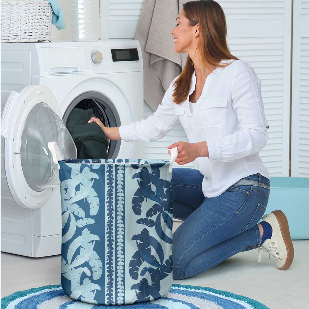 Hawaii Pua Kenikeni Lei Laundry Basket With Lau Maia Royal Blue LT05 - Polynesian Pride