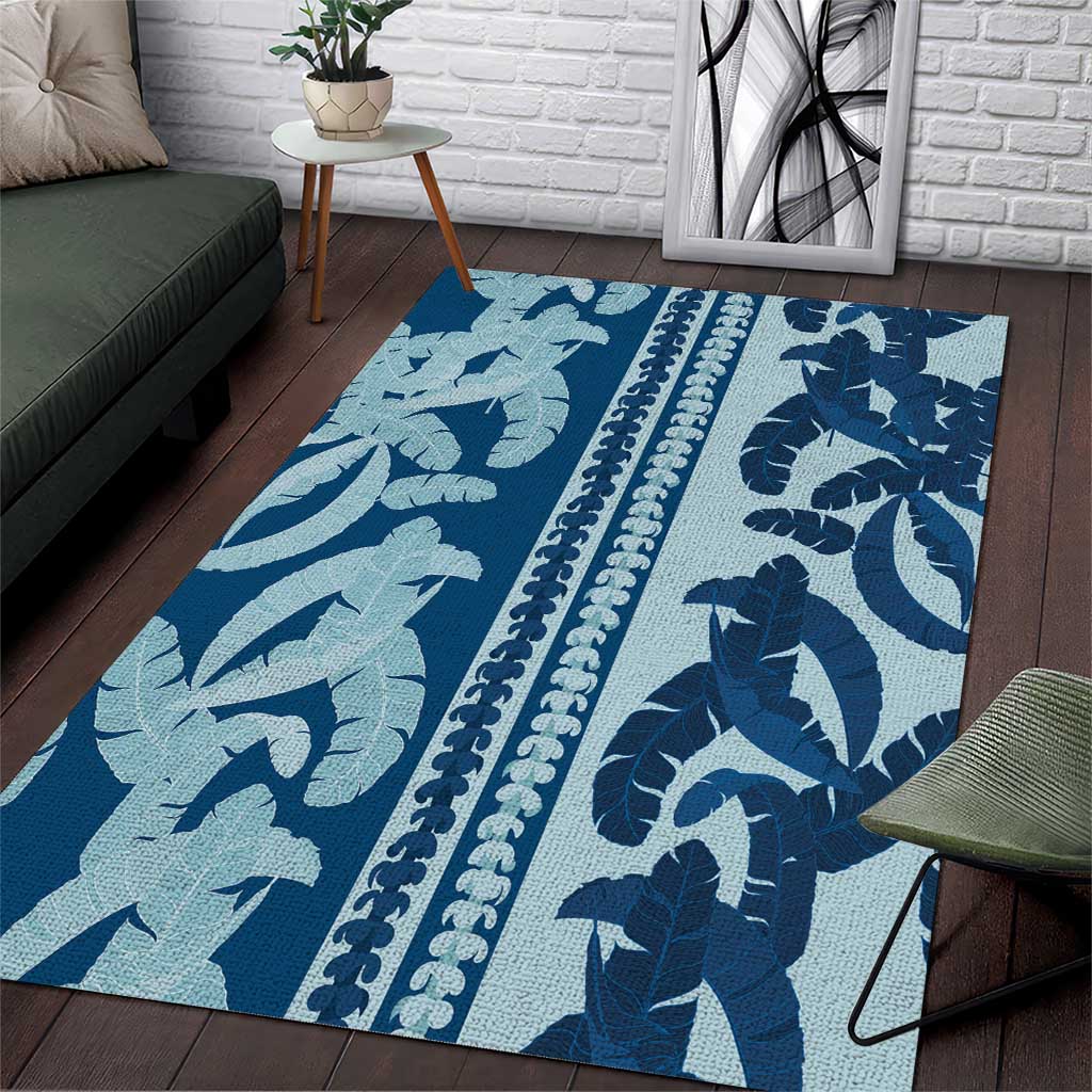 Hawaii Pua Kenikeni Lei Area Rug With Lau Maia Royal Blue