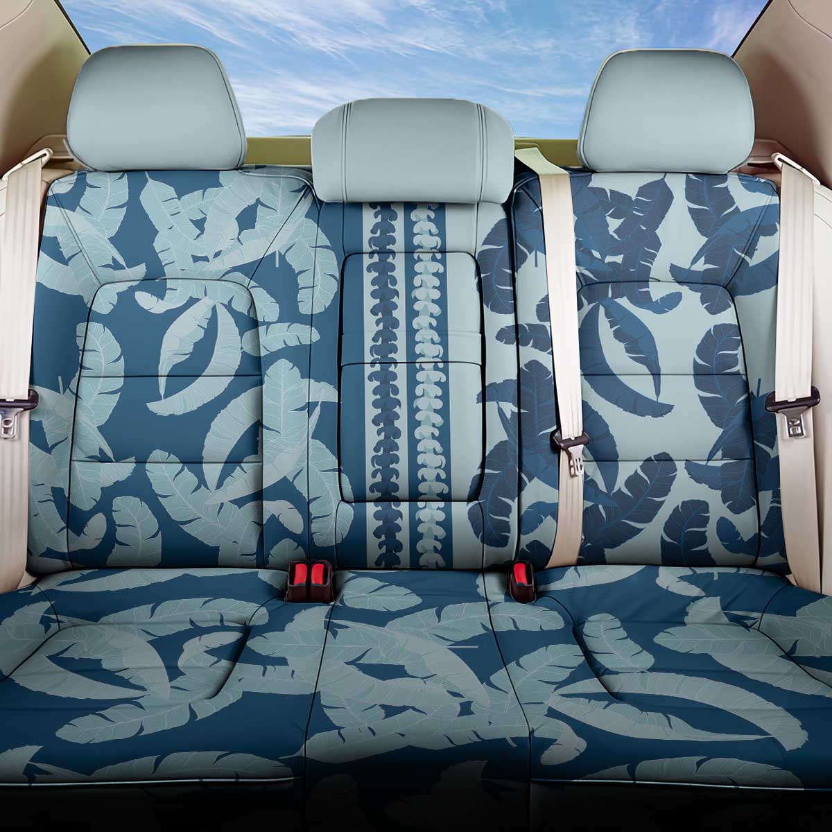 Hawaii Pua Kenikeni Lei Back Car Seat Cover With Lau Maia Royal Blue