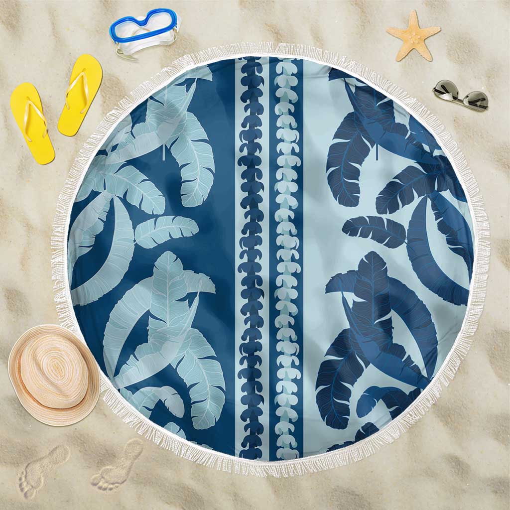 Hawaii Pua Kenikeni Lei Beach Blanket With Lau Maia Royal Blue LT05 One Size 150cm Blue - Polynesian Pride
