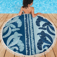 Hawaii Pua Kenikeni Lei Beach Blanket With Lau Maia Royal Blue LT05 - Polynesian Pride