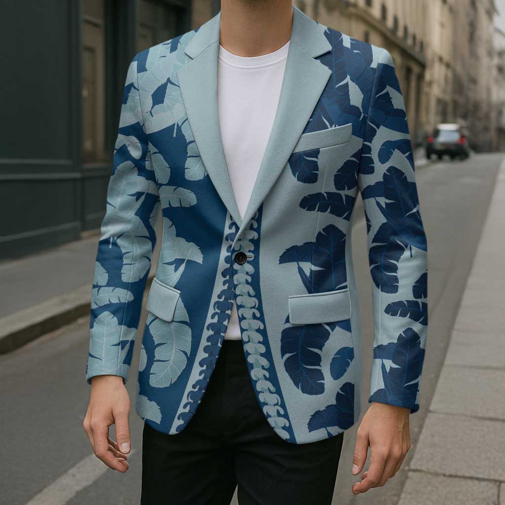 Hawaii Pua Kenikeni Lei Blazer With Lau Maia Royal Blue
