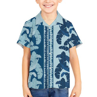 Hawaii Pua Kenikeni Lei Family Matching Summer Maxi Dress and Hawaiian Shirt With Lau Maia Royal Blue