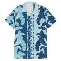 Hawaii Pua Kenikeni Lei Family Matching Tank Maxi Dress and Hawaiian Shirt With Lau Maia Royal Blue LT05 Dad's Shirt - Short Sleeve Blue - Polynesian Pride