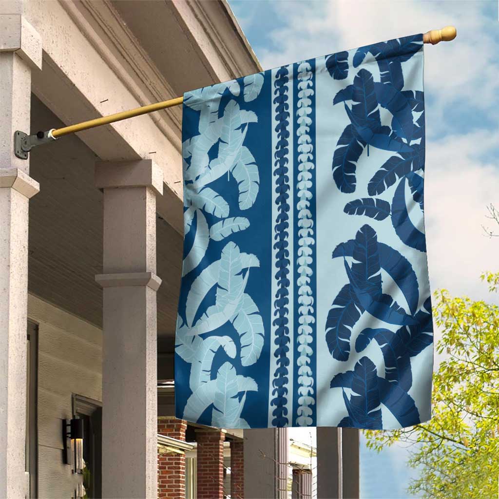 Hawaii Pua Kenikeni Lei Garden Flag With Lau Maia Royal Blue LT05 House Flag Blue - Polynesian Pride