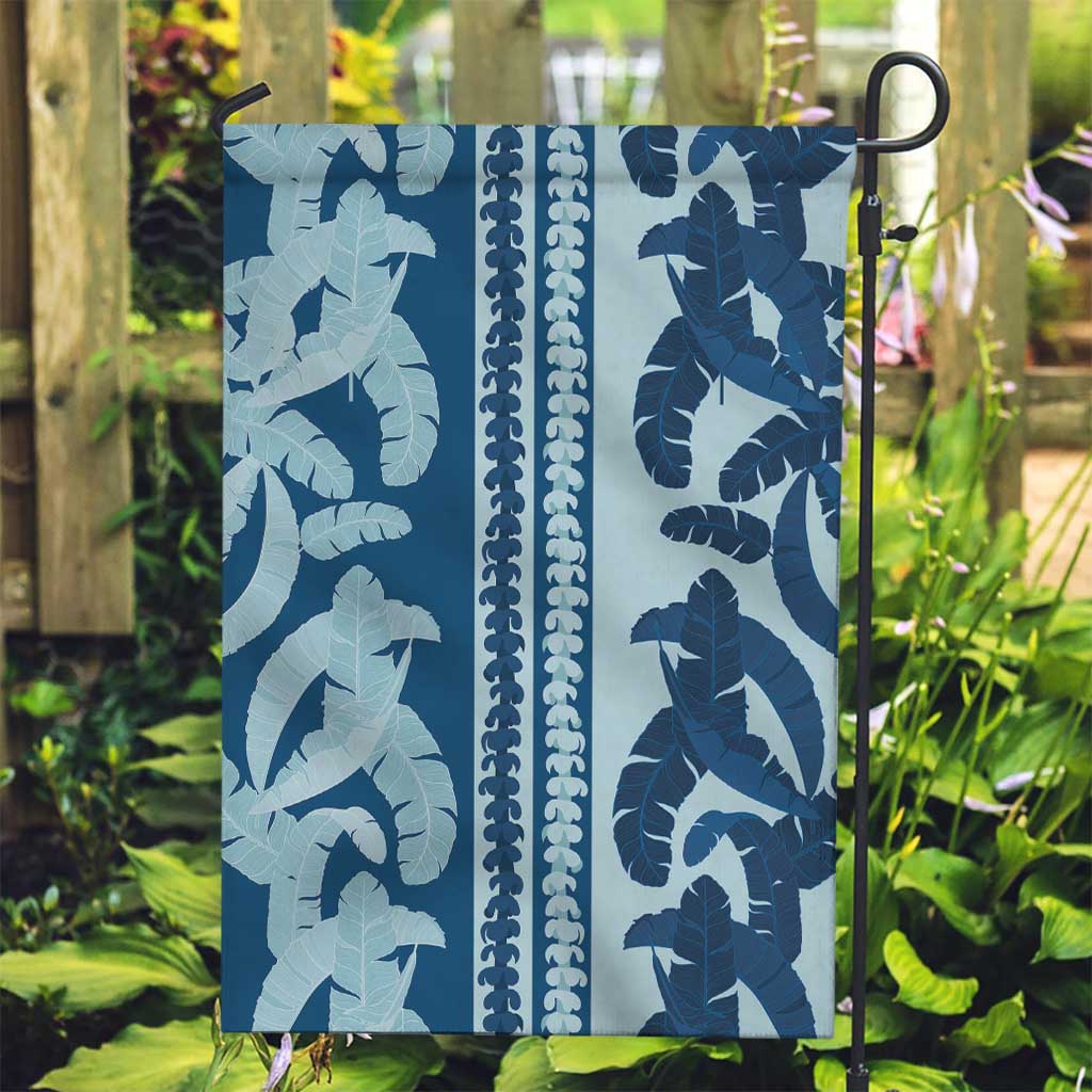 Hawaii Pua Kenikeni Lei Garden Flag With Lau Maia Royal Blue LT05 Garden Flag Blue - Polynesian Pride