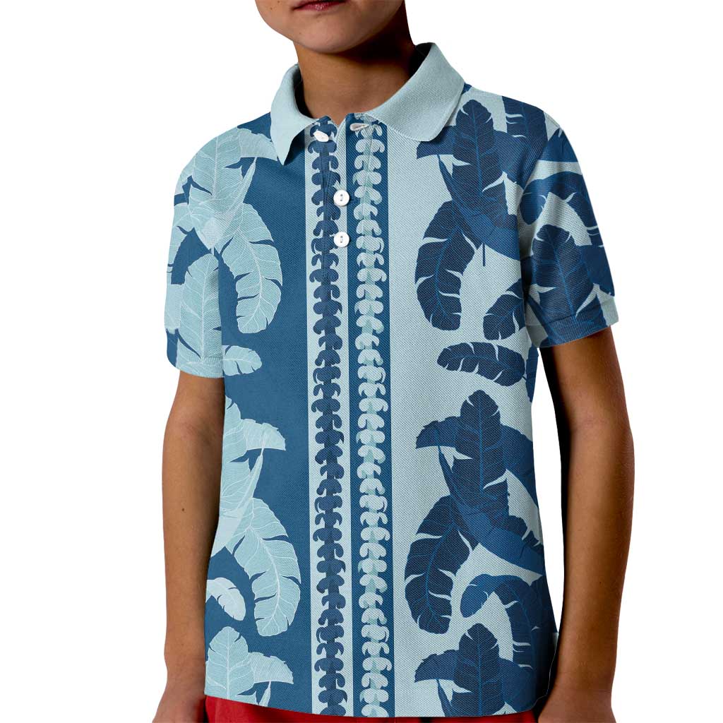 Hawaii Pua Kenikeni Lei Kid Polo Shirt With Lau Maia Royal Blue
