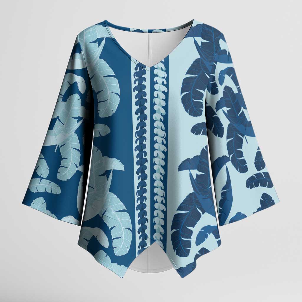 Hawaii Pua Kenikeni Lei Kimono Sleeve Blouse With Lau Maia Royal Blue LT05 Female Blue - Polynesian Pride