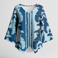 Hawaii Pua Kenikeni Lei Kimono Sleeve Blouse With Lau Maia Royal Blue LT05 Female Blue - Polynesian Pride