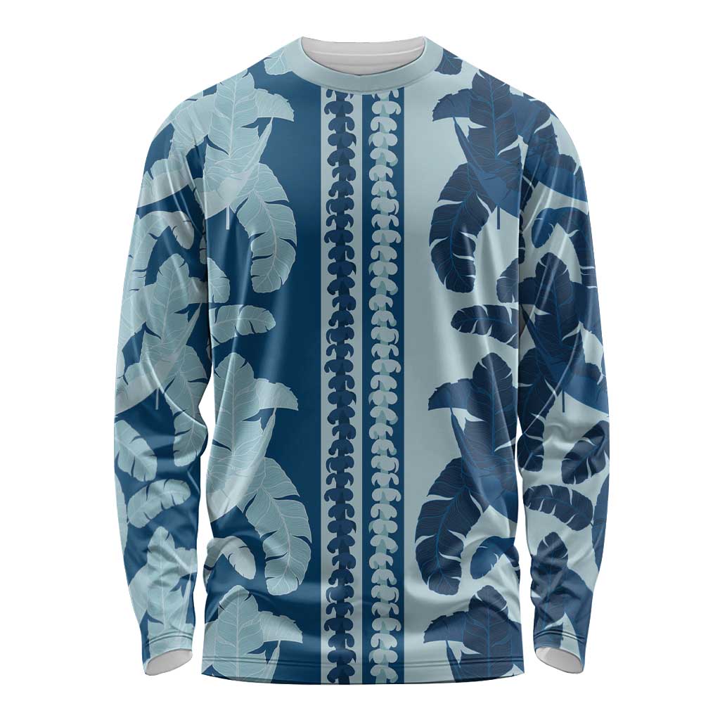 Hawaii Pua Kenikeni Lei Long Sleeve Shirt With Lau Maia Royal Blue
