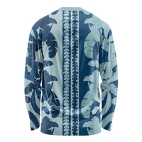 Hawaii Pua Kenikeni Lei Long Sleeve Shirt With Lau Maia Royal Blue LT05 - Polynesian Pride