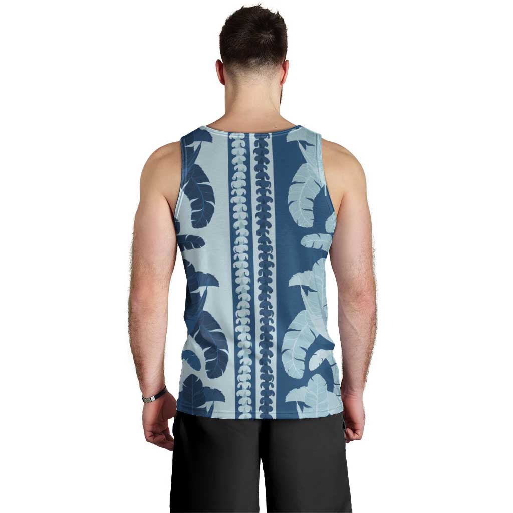 Hawaii Pua Kenikeni Lei Men Tank Top With Lau Maia Royal Blue LT05 - Polynesian Pride