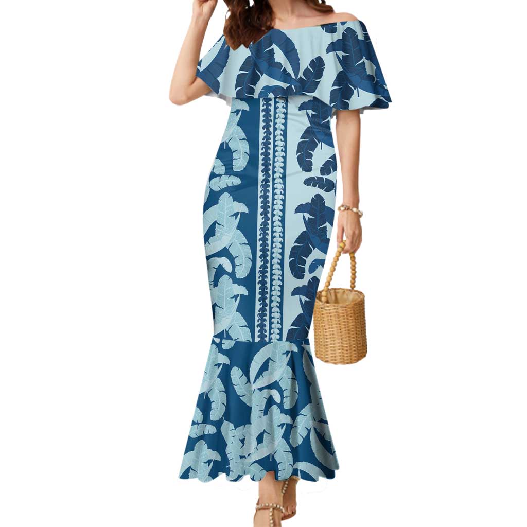 Hawaii Pua Kenikeni Lei Mermaid Dress With Lau Maia Royal Blue