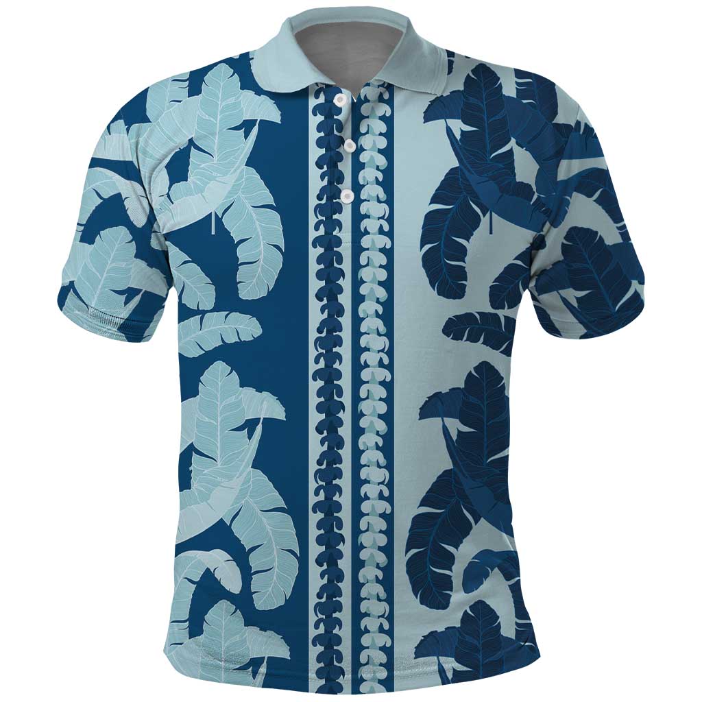 Hawaii Pua Kenikeni Lei Polo Shirt With Lau Maia Royal Blue LT05 Blue - Polynesian Pride