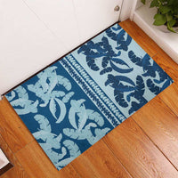 Hawaii Pua Kenikeni Lei Rubber Doormat With Lau Maia Royal Blue LT05 - Polynesian Pride