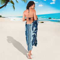 Hawaii Pua Kenikeni Lei Sarong With Lau Maia Royal Blue LT05 - Polynesian Pride