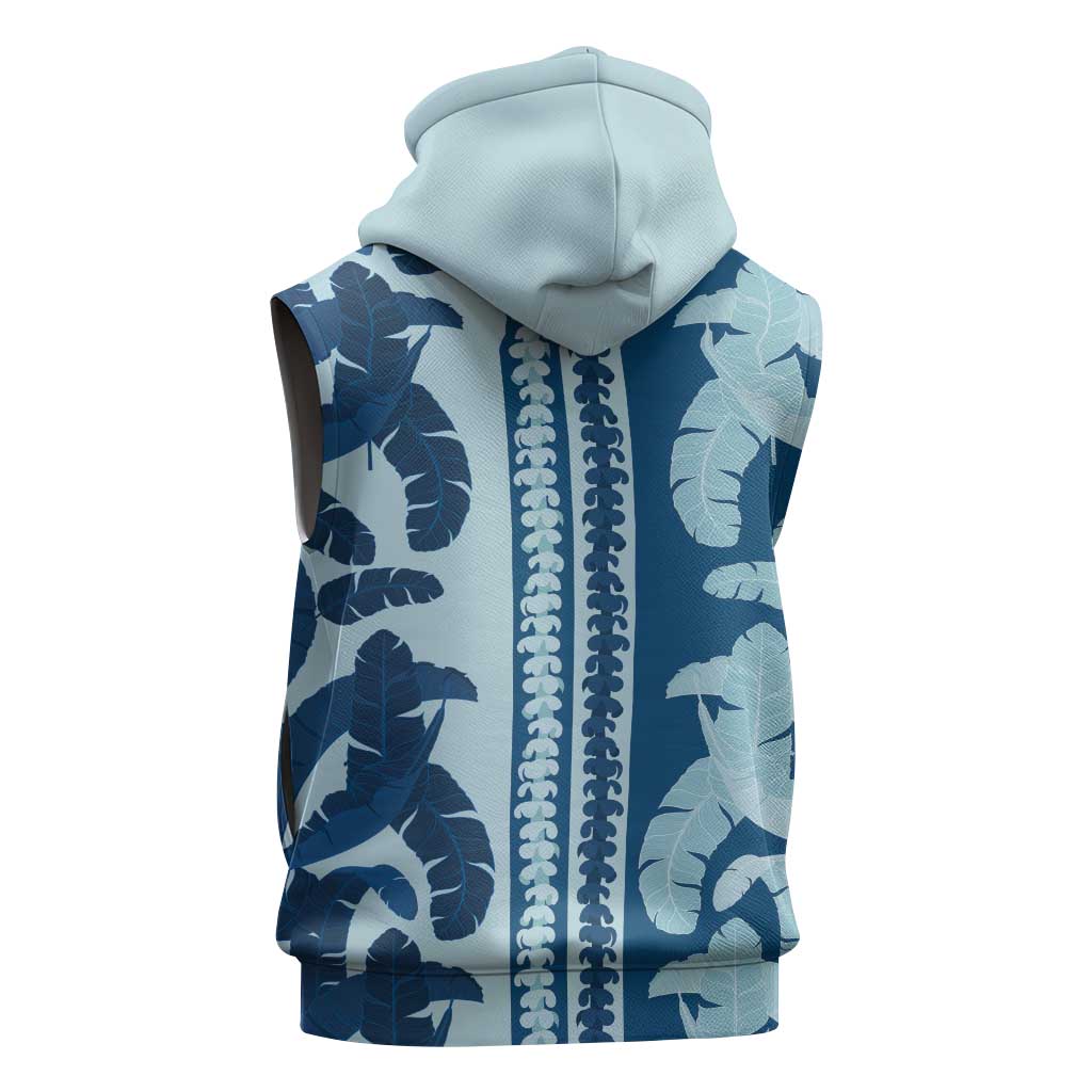 Hawaii Pua Kenikeni Lei Sleeveless Hoodie With Lau Maia Royal Blue