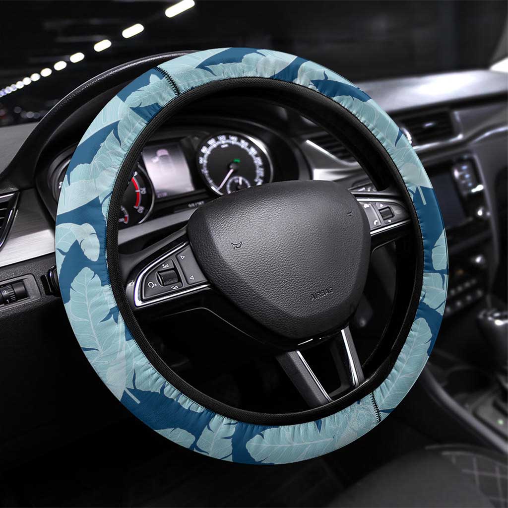 Hawaii Pua Kenikeni Lei Steering Wheel Cover With Lau Maia Royal Blue